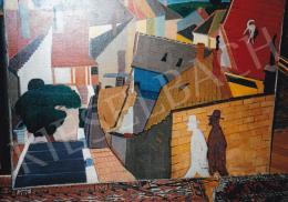  Vörös Géza - Szentendrei háztetők, 1930 körül, 73,5x101 cm, olaj, vászon, Jelezve jobbra lent: Vörös Géza, Fotó: Kieselbach Tamás